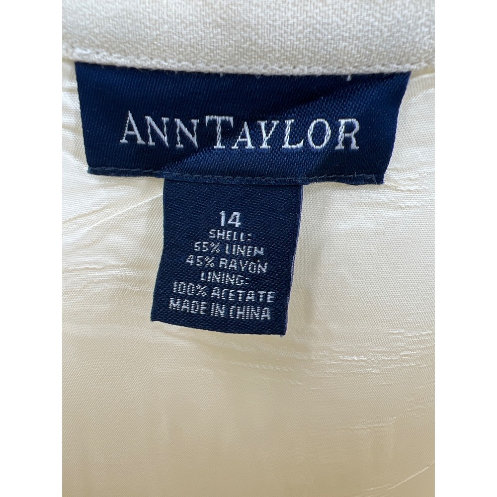 Ann Taylor Cream Linen Rayon Maxi Skirt 14 Lined‎ Side Slit Minimalist Old Money - Picture 6 of 7